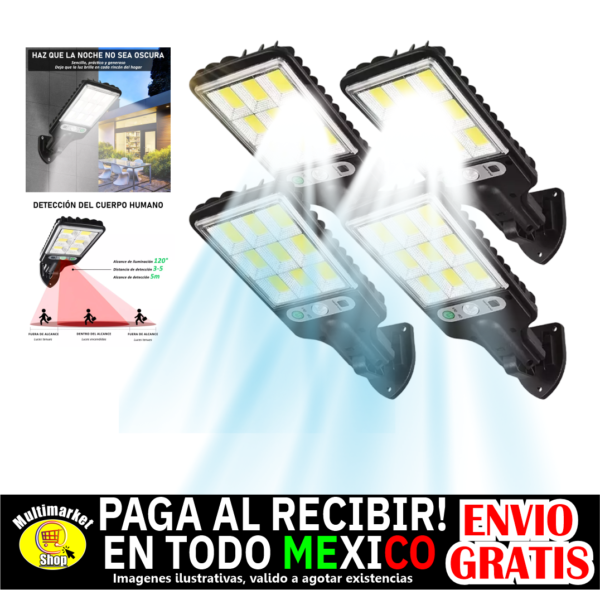 Kit de 4 Lámparas Led Solares con Sensor de Movimiento